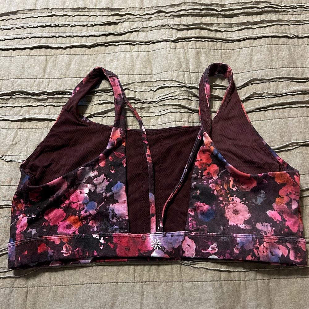 Athleta Exhale Sports Bra Dappled Bloom Pink Printed Floral Yoga - Size XL - Picture 2 of 3